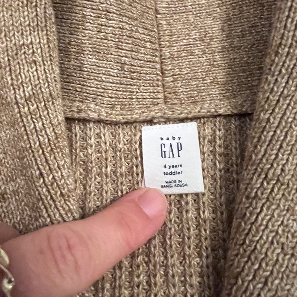 GAP Kids Tan Shawl Collar Cardigan - Picture 2 of 4